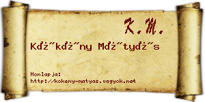 Kökény Mátyás névjegykártya